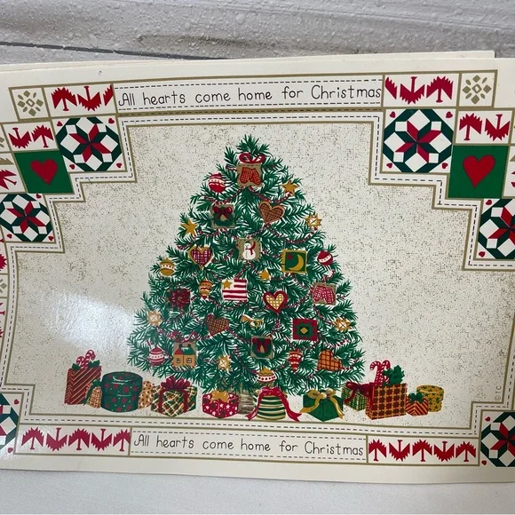 Vintage Christmas Vinyl Placemats Christmas Tree Town & Country Living Set of 4 - Picture 6 of 9